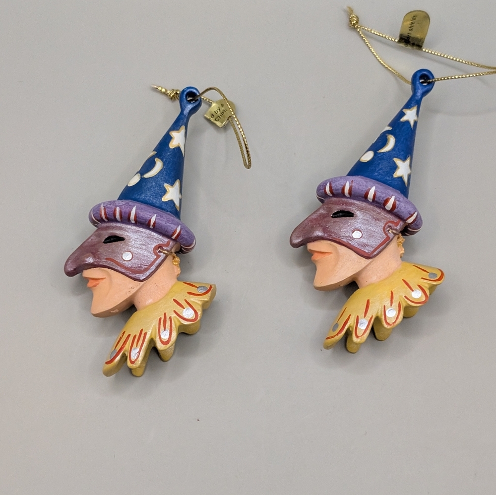 ROBERT SHIELDS Designs Mardi Gras Masked Figurine Ornament Top Hat Jester Stars